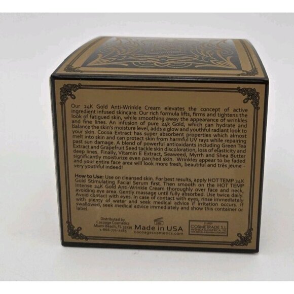 Coco Age Cosmetics 1oz 24K Gold Anti-Wrinkle Cream NEW - Picture 3 of 10
